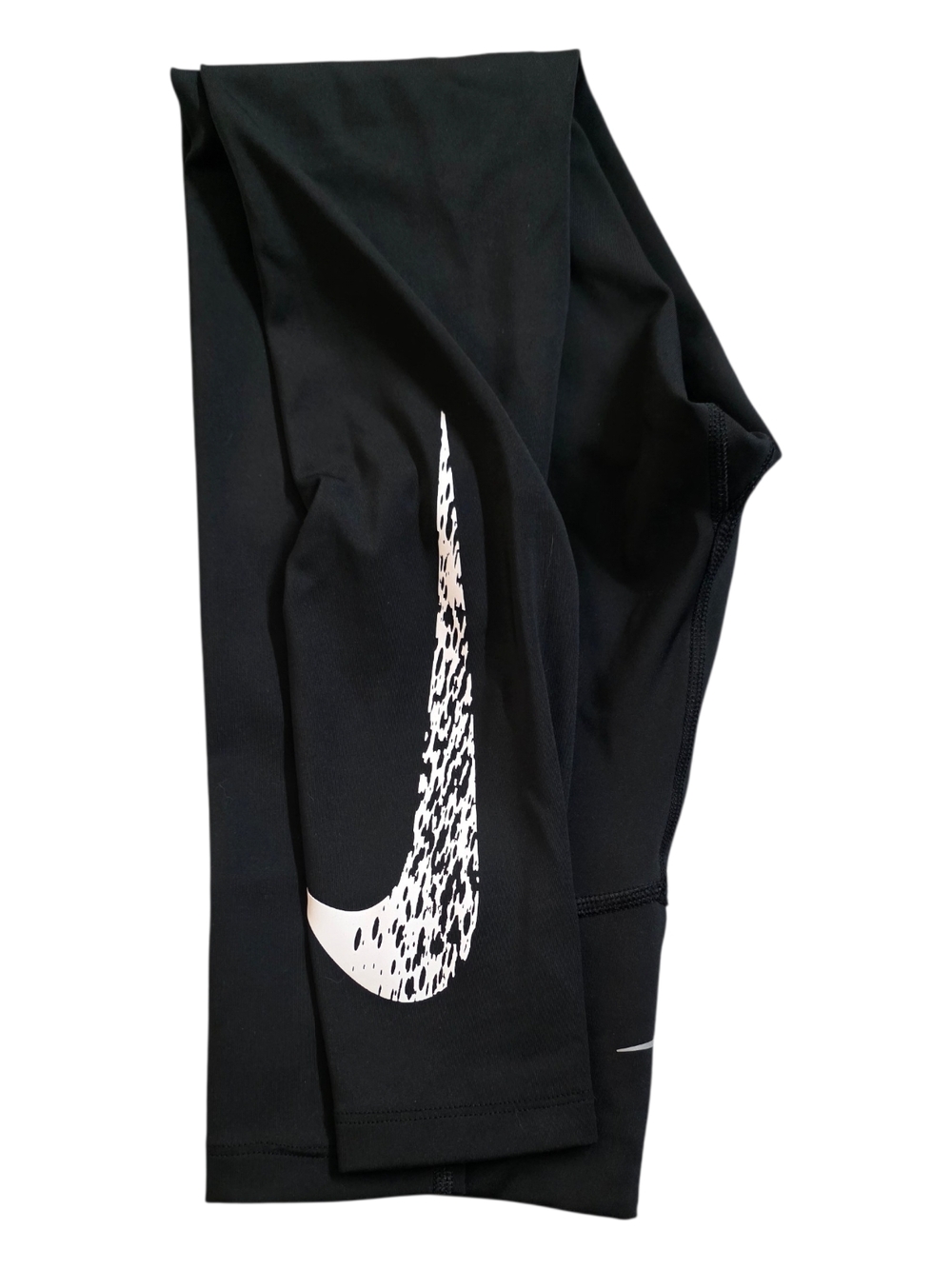 Nike Black Leggings with White Distressed Swoosh - Picture 2 of 4